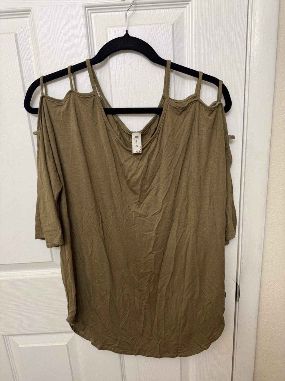 mts Olive Cold-Shoulder Tunic with Double Straps
